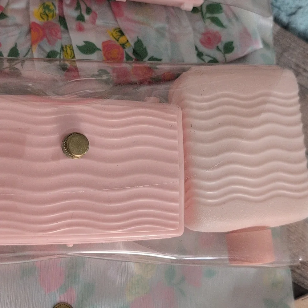 60s 70s Vintage Rare Pink Floral Cosmetic Toiletry Set Organizer New